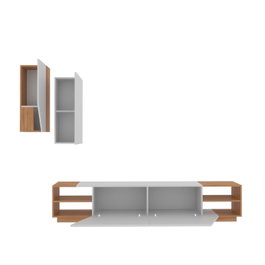 Hanah Home Mueble de TV Zebra Blanco y Teca